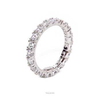 RMB|NALBORI 925 silver Rhodium plated, eternity infinity faith all round white zircons brilliant 3 mm for men or women