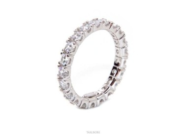 RMB|NALBORI 925 silver Rhodium plated, eternity infinity faith all round white zircons brilliant 3 mm for men or women