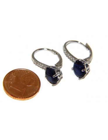925: earrings zircon blue light point woman sapphire brilliant 8mm nun Safety