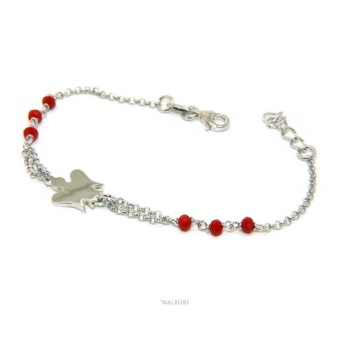 RMB|NALBORI Bracciale rosario Argento 925 con angelo custode piccolo e cristallo rosso o nero