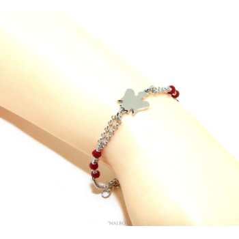 RMB|NALBORI Bracciale rosario Argento 925 con angelo custode piccolo e cristallo rosso o nero