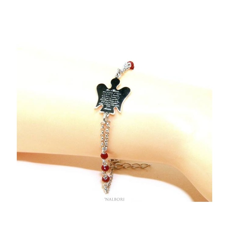 RMB|NALBORI Rosary bracelet Silver 925 guardian angel prayer ave maria crystal red or black