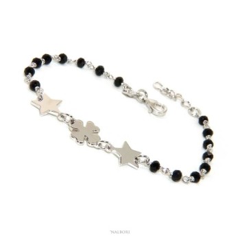 RMB|NALBORI Woman bracelet Silver 925 Marseillaise black four-leaf clover and stars success luck