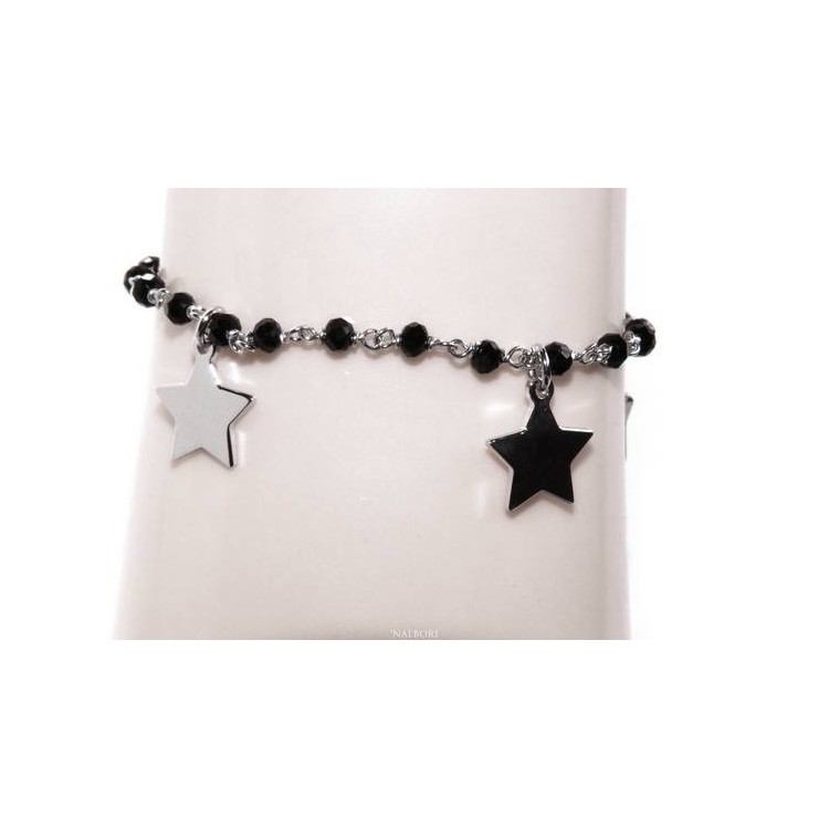 RMB|NALBORI Woman bracelet 925 sterling silver black with pendants of stars