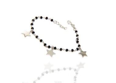 RMB|NALBORI Bracciale donna Argento 925 marsigliese nero con ciondoli di stelle