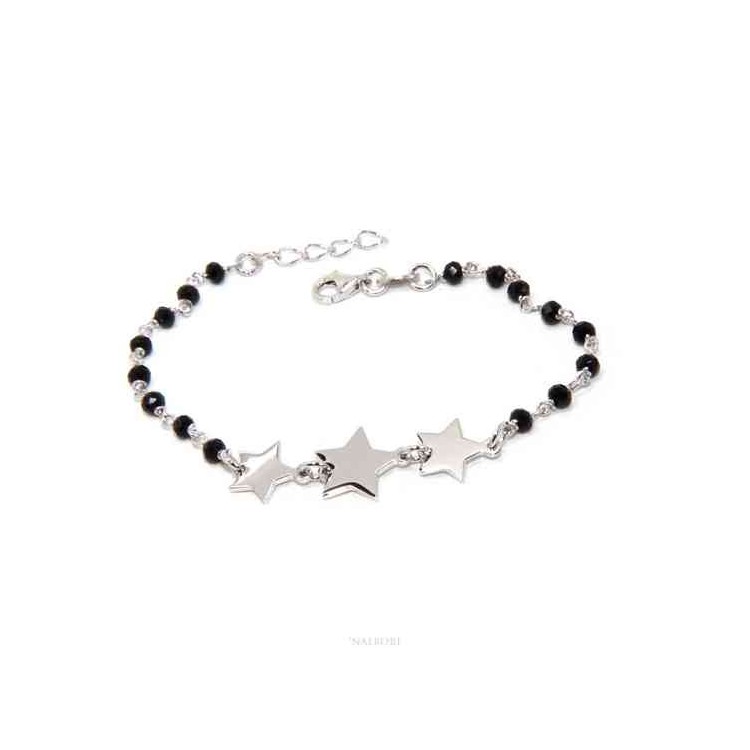 RMB|NALBORI Woman bracelet 925 Sterling silver black with 3 little stars