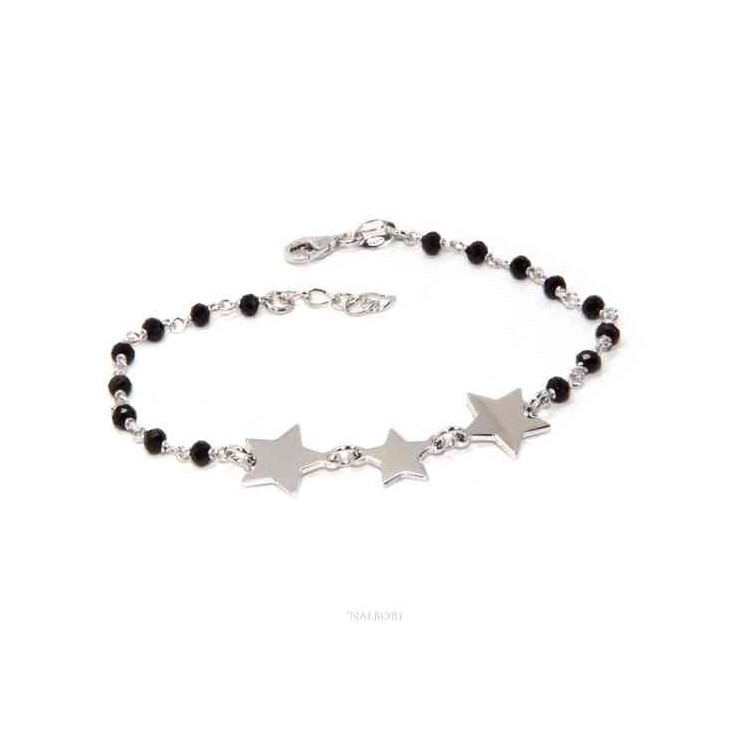 RMB|NALBORI Woman bracelet 925 Sterling silver black with 3 stars