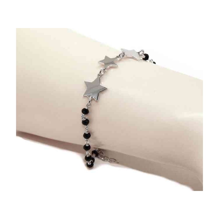 RMB|NALBORI Woman bracelet 925 Sterling silver black with 3 stars