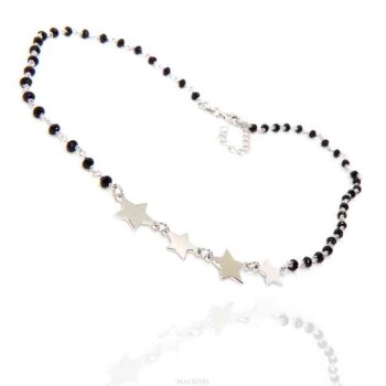 RMB|NALBORI necklace woman 925 Sterling Silver black Marseille with 4 stars