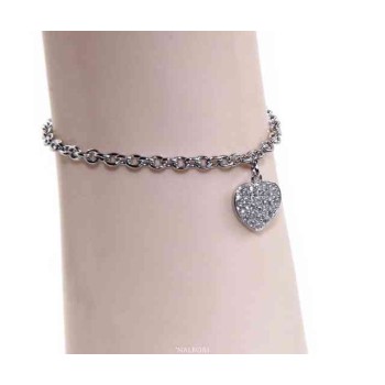 RMB|NALBORI Bracelet Silver 925 woman girl heart pendant and cubic zirconia