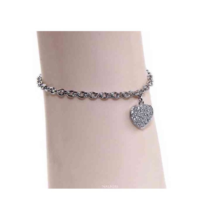 RMB|NALBORI Bracelet Silver 925 woman girl heart pendant and cubic zirconia