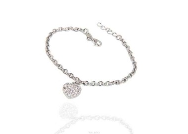 RMB|NALBORI Bracciale Argento 925 donna ragazza ciondolo cuore e zirconi