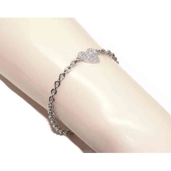 RMB|NALBORI Bracciale cuore argento 925 charme pavè di zirconi per donna ragazza