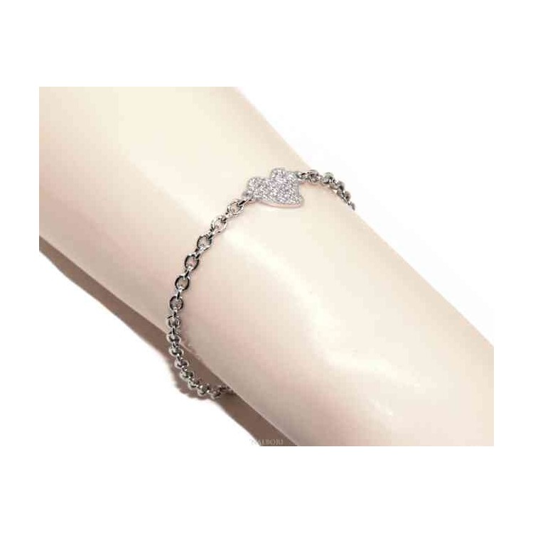 RMB|NALBORI Bracciale cuore argento 925 charme pavè di zirconi per donna ragazza