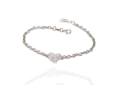 RMB|NALBORI Bracciale cuore argento 925 charme pavè di zirconi per donna ragazza