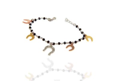 RMB|NALBORI Bracciale donna Argento 925 marsigliese nero con ciondoli ferro di cavallo