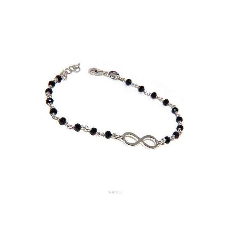 RMB|NALBORI Marseilles, bracelet Silver 925 black crystal with infinity