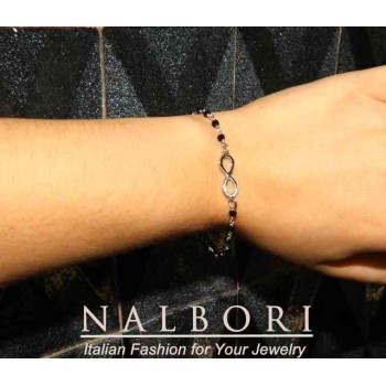 RMB|NALBORI Marseilles, bracelet Silver 925 black crystal with infinity
