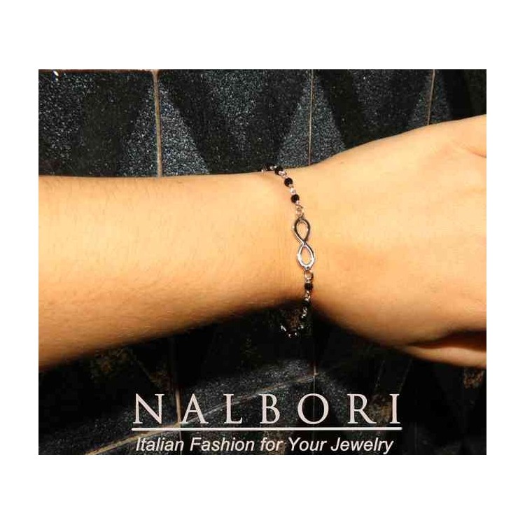 RMB|NALBORI marsigliesi, braccialetto Argento 925 cristallo nero con infinito