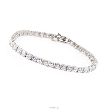 RMB|NALBORI 925 silver tennis bracelet with 4 mm prong white zircons + sizes