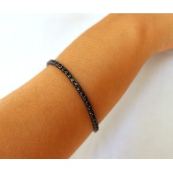 RMB|Tennis anklet bracelet in 925 silver ruthenium black zircons NALBORI