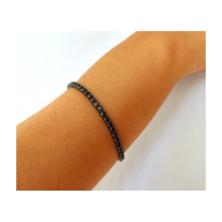 RMB|Tennis anklet bracelet in 925 silver ruthenium black zircons NALBORI