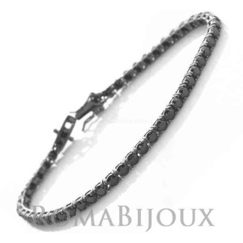 RMB|Silver 925: Tennis Bracelet With black zircons from 3 mm claws 16, 18 or 21 cm - black ruthenium
