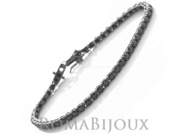 RMB|Silver 925: Tennis Bracelet With black zircons from 3 mm claws 16, 18 or 21 cm - black ruthenium