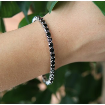 RMB|NALBORI bracciale Tennis argento 925 con Zirconi  neri da 4 mm