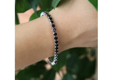 RMB|NALBORI bracciale Tennis argento 925 con Zirconi  neri da 4 mm