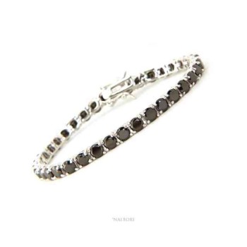 RMB|NALBORI bracciale Tennis argento 925 con Zirconi  neri da 4 mm a griffe + misure