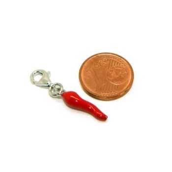 RMB|Amulets by NALBORI: pendants 925 silver horn small horn 14x4 mm red italian charm