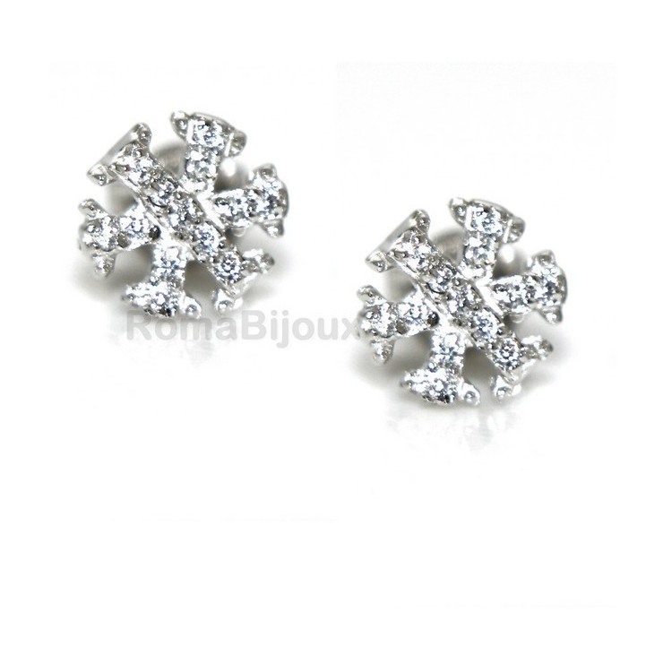 RMB|925: woman man white cubic zirconia earrings snowflake