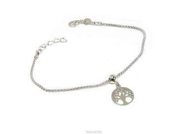 RMB|NALBORI Braccialetto argento 925 donna ragazza catena poocorn e ciondolo albero della vita