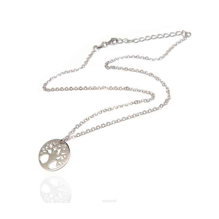 RMB|NALBORI necklace 925 sterling silver rolo 'diamond necklace with medal tree of life pendant