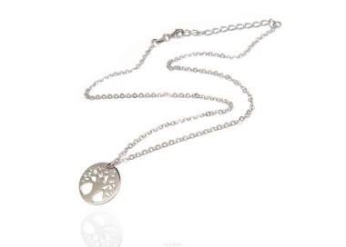 RMB|NALBORI necklace 925 sterling silver rolo 'diamond necklace with medal tree of life pendant