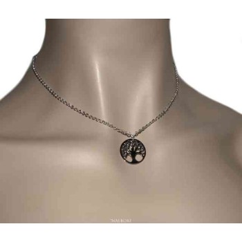 RMB|NALBORI necklace 925 sterling silver rolo 'diamond necklace with medal tree of life pendant