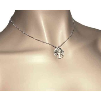 RMB|NALBORI necklace 925 sterling silver rolo 'necklace with medal tree of life pendant