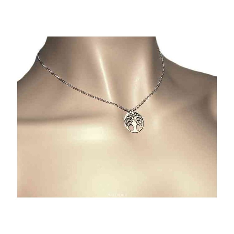 RMB|NALBORI necklace 925 sterling silver rolo 'necklace with medal tree of life pendant