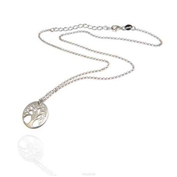 RMB|NALBORI necklace 925 sterling silver rolo 'necklace with medal tree of life pendant