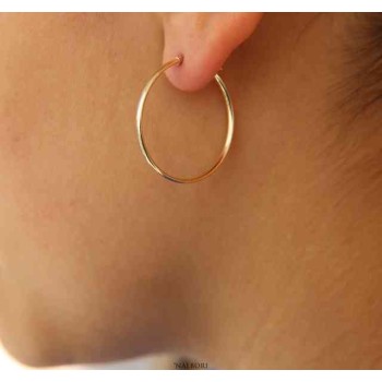 RMB|GOLD 375 / oo 9kt: Women's earrings circles smooth rings 3 cm made in Italy