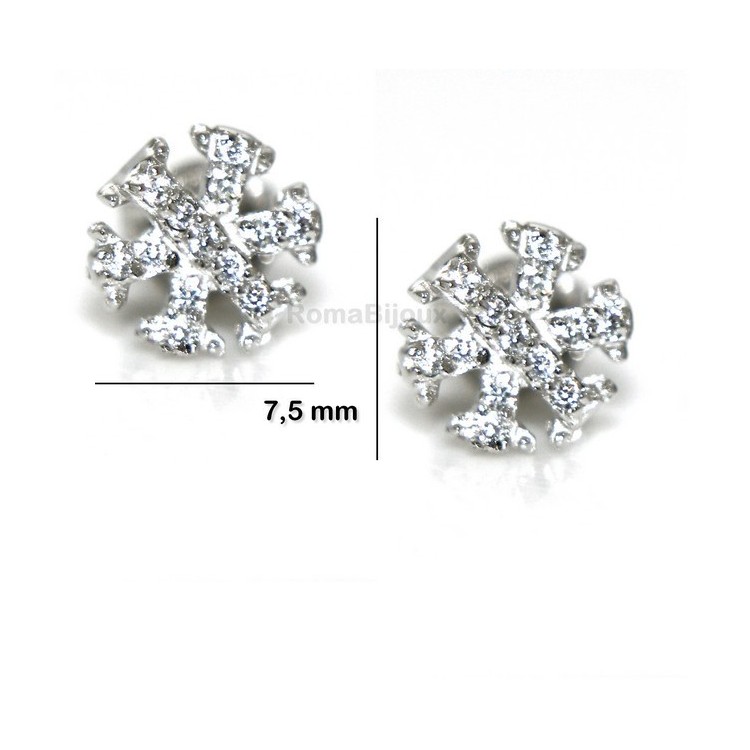 RMB|925: woman man white cubic zirconia earrings snowflake