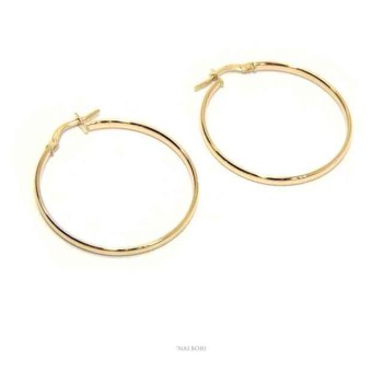 RMB|GOLD 375 / oo 9kt: Women's earrings circles smooth rings 3 cm made in Italy