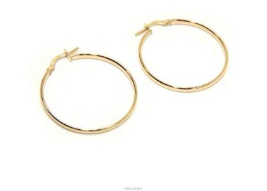 RMB|ORO 375/oo 9kt Orecchini NALBORI donna cerchi lisci boccole anelle 3 cm made in italy