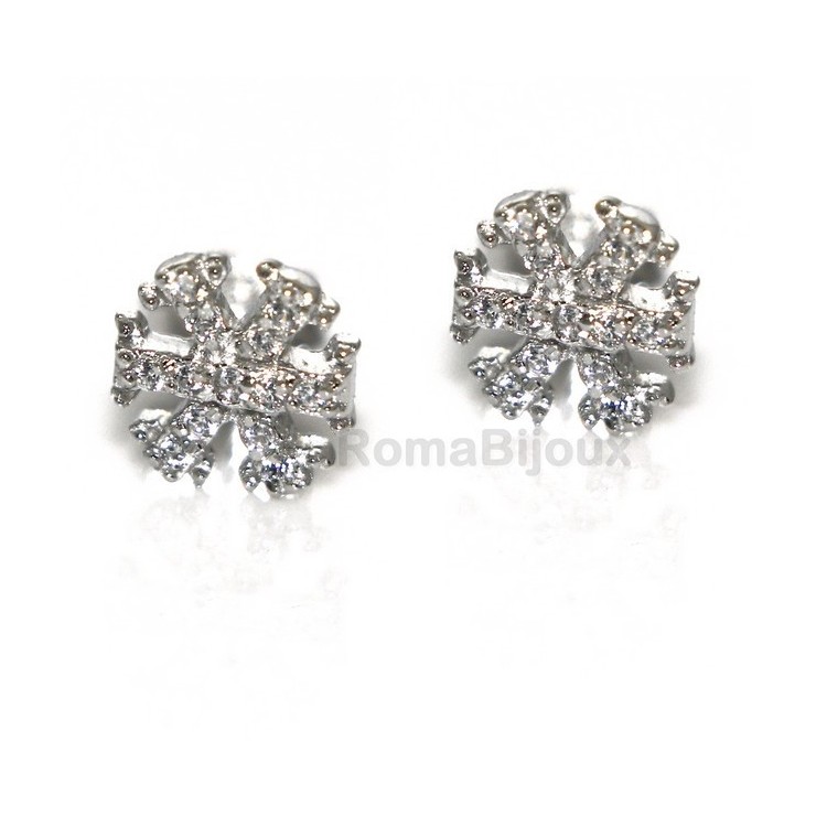 RMB|925: woman man white cubic zirconia earrings snowflake