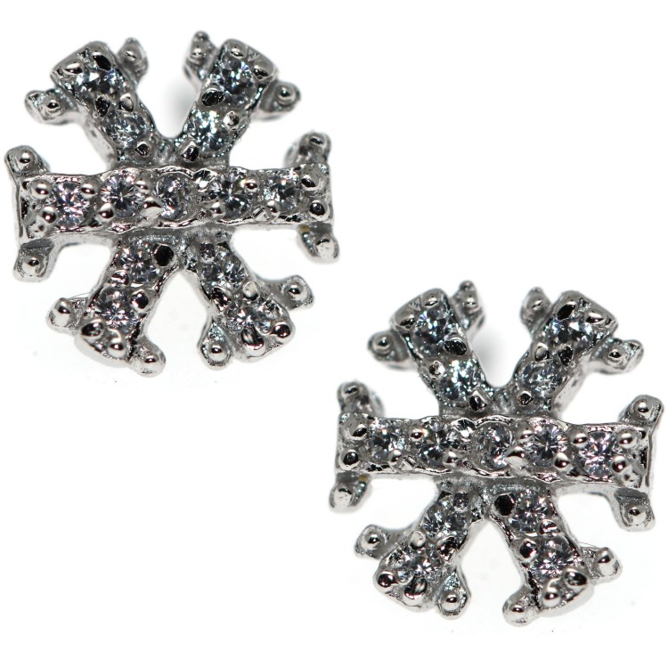 RMB|925: woman man white cubic zirconia earrings snowflake