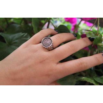 RMB|NALBORI Anello Argento 925 da uomo o donna scudo rombi Monogramma