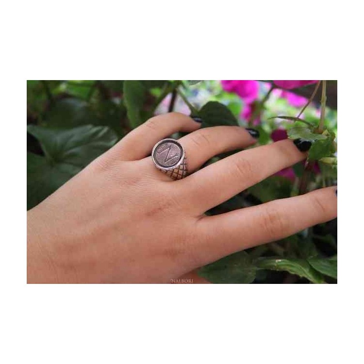 RMB|NALBORI Ring Silver 925 for man or woman diamond shield Monogram