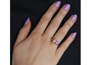 RMB|NALBORI anello trilogy argento 925 rosa zirconi verdi viola