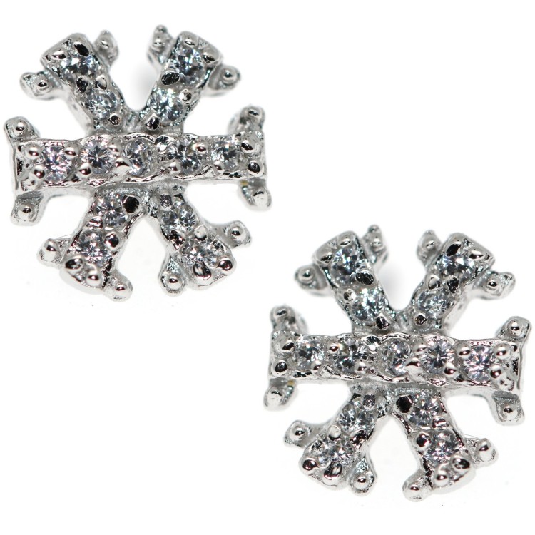 RMB|925: woman man white cubic zirconia earrings snowflake